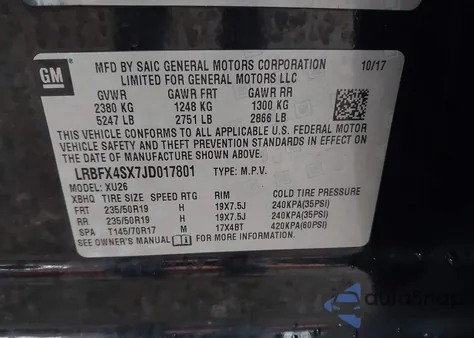 2018 Buick Envision Premium Ii from USA, damaged, VIN LRBFX4SX7JD017801